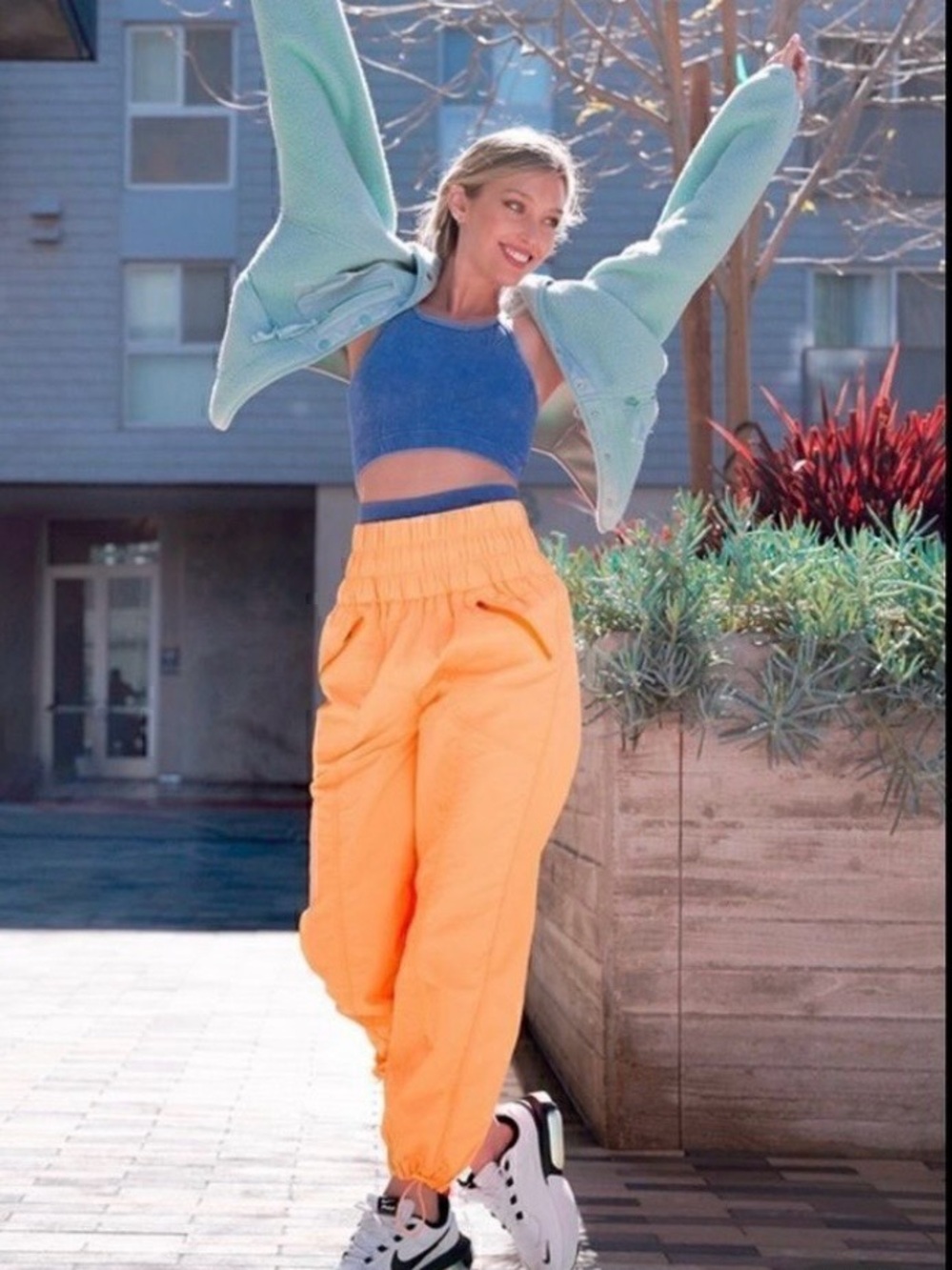 #981 Zenana Outfitters Peach/Orange High-Rise Jogger Pants Brand New.